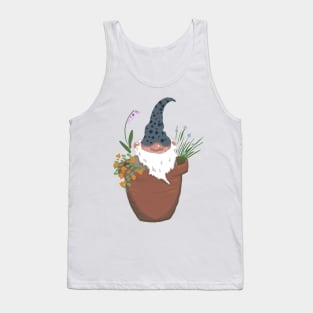 Hand-drawn Gnome with a Blue Hat Tank Top